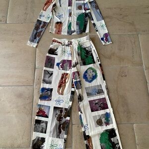 With Jean Multicolor Printed Pants & Jumpsuit Set